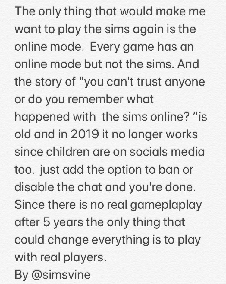 SimsVine's tweet photo. Who wants an online mode for the sims 4? #TheSims4 https://t.co/dOe3AAY53M