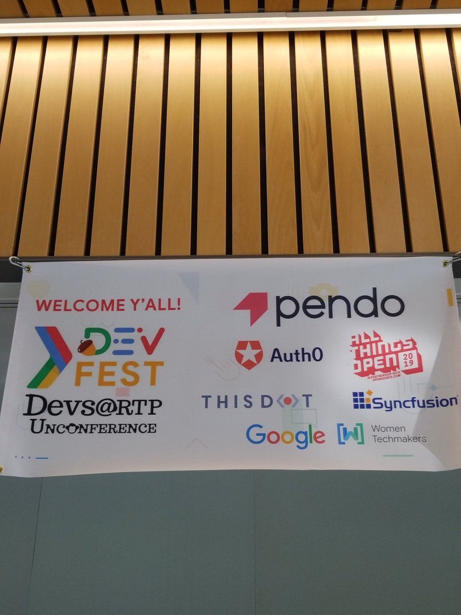 DevsRTP's tweet photo. The 2019 DevFest is about to get underway! Use #devfest2019 and share your favorite moments with us! https://t.co/Q3GHV36As5