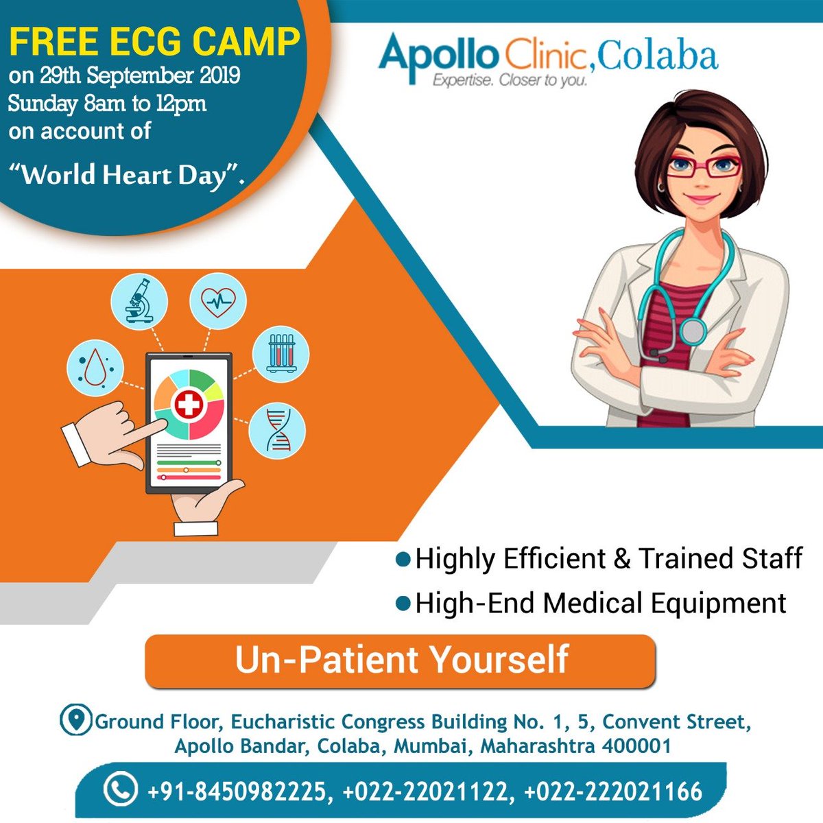 ApolloColaba's tweet photo. Please Join Free ECG Camp in Mumbai
Click here to know more: https://t.co/E4059MFtGe
#HealthCheck #PersonalisedHealthCheck #FamilyHealthChecks #ApolloCliniccolaba #southmumbai #healthcare #health #healthcheckup #diagnostic #doctorconsultation #heart #world #apollo #colaba https://t.co/tqAzWL12kj