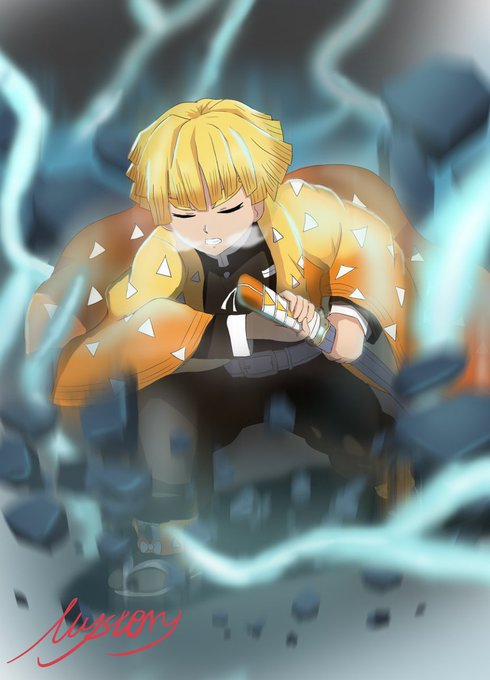 Mystery🔞さんがTwitterに投稿した我妻善逸(鬼滅の刃)のイラスト。