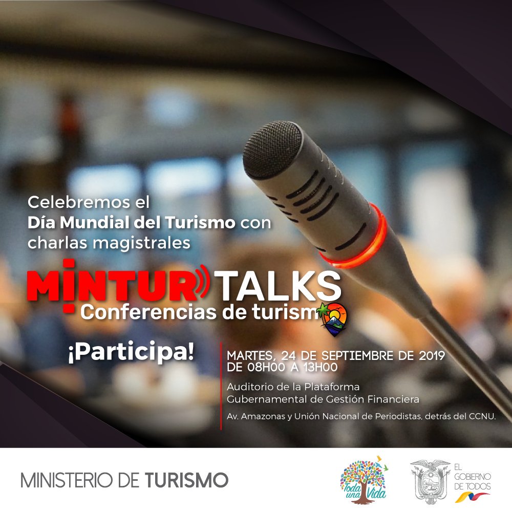 TurismoEc's tweet photo. #MinturTalks | Conoce una nueva forma de ver la actividad turística. Celebra el Día Mundial del Turismo con charlas magistrales ¡Qué esperas! Inscríbete ➡️ https://t.co/zAo4C4Smec https://t.co/yL7TtBWcV8