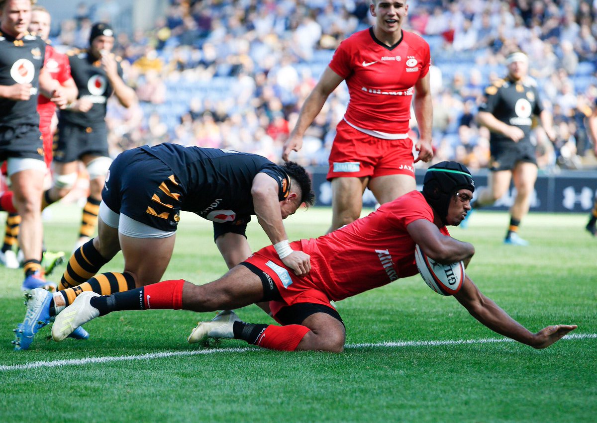 Saracens's tweet photo. That’s your lot! 

Saracens start the season with a win in the @Premrugby Cup at Wasps.

🐝 28-50 🔴 https://t.co/3ajFXyKNcZ