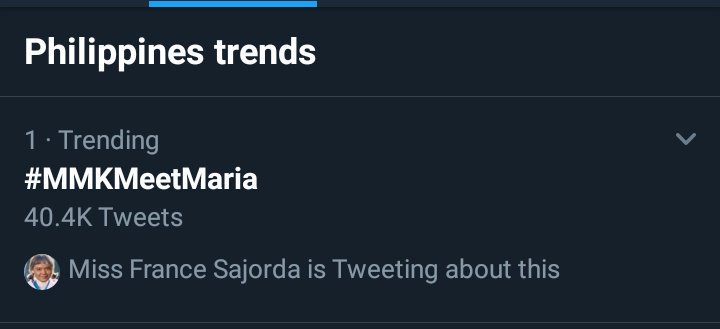 TropangwantedJB's tweet photo. TRENDING Yan Philippines at Worldwide pasok na pasok ! 

Congrats guy's 

#MMKMeetMaria 
Barbie Imperial 
@barbieeimperial https://t.co/NVTdoEJ647