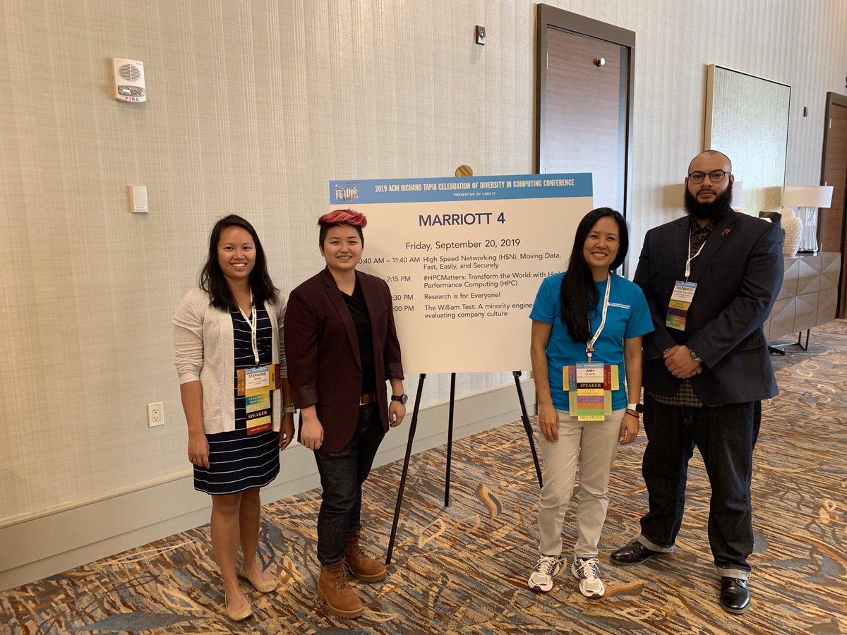 quach2's tweet image. 3/n #Tapia2019 Our workshop proposal was developed and re-factored from @ghc #HPCMatters student opportunity lab to lofty vision of giving exec summary of #supercomputer. Clearly still needs work or longer duration time slot. #LLNLatTapia Applause to Dr Stephanie for live demo