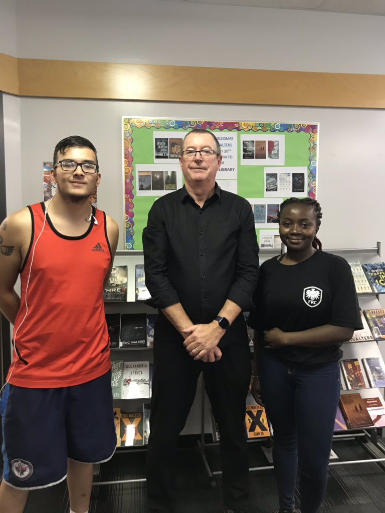 frclibrary's tweet photo. Thank you Eric Walters for inspiring our students with your love of writing and the importance of making a difference in the world. @PTLibLC @FRCCenturions #impactonlearningandwellbeing https://t.co/yoUqrH7Q5W