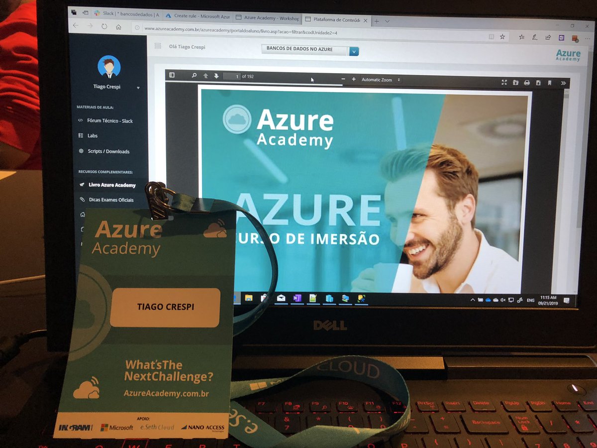 tiagocrespi's tweet photo. Mais um dia de aprendizado #azureacademy #crespidb https://t.co/7eTfHWlk5B