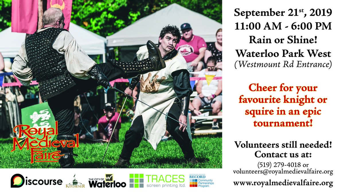 Festivities are about to start here at Royal Medieval Faire - 11am-6pm, Westmount Rd entrance! Come cheer for your favorite knight or squire!