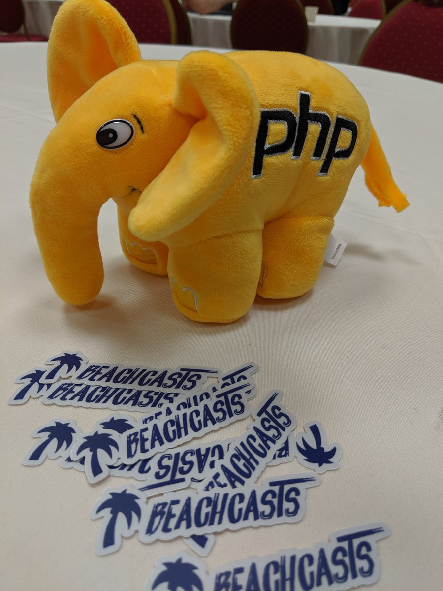 adamculp's tweet image. Good morning #CascadiaPHP2019 , day 2 about to start... Let&apos;s do this!

I&apos;ve got some @Beachcasts stickers and #elePHPants for some lucky folks today.

Come hear how to modernize an application using REST and middleware this afternoon.