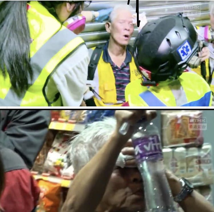 Uncle Chan, 73, hunger strike in July for over 300 hours for anti-extradition law were just sprayed pepper water by #HKPolice #antiextraditionbill #HKHumanRightsandDemocracyAct #HKprotests #hkpolicebrutality #HKPoliceState