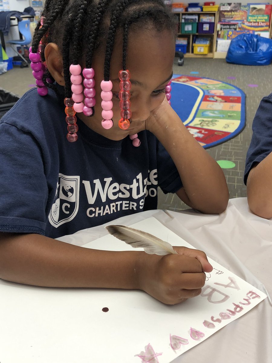 hosterhoudt1st's tweet image. Practing writing with quills and old ink pens using grape and berry juice for ink like they did long ago was a big hit with my first graders.  #FirstGrade #WCSJoyfulLearning @WestlakeCharter #LifeLongAgo