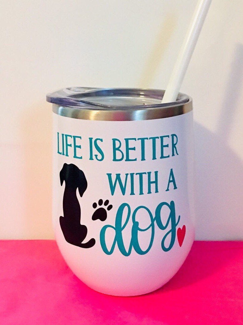 Excited to share the latest addition to my #etsy shop: Life is better with a dog wine tumbler with lid and straw, Insulated wine tumbler, Dog Wine glass, wine tumbler with lid and straw #birthday #christmas #tumblerwithlid #dogtumbler #petlover #dogmom etsy.me/31Gi6f1