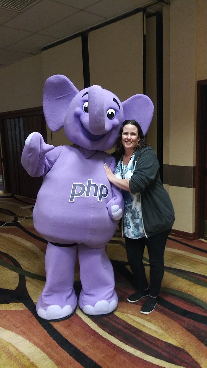 AmberStevensOR's tweet image. Got to get my pic with the PHP elephant at the @CascadiaPHP conference! 🐘💜
#PHP #CascadiaPHP2019 #myFirstConference #womenintech