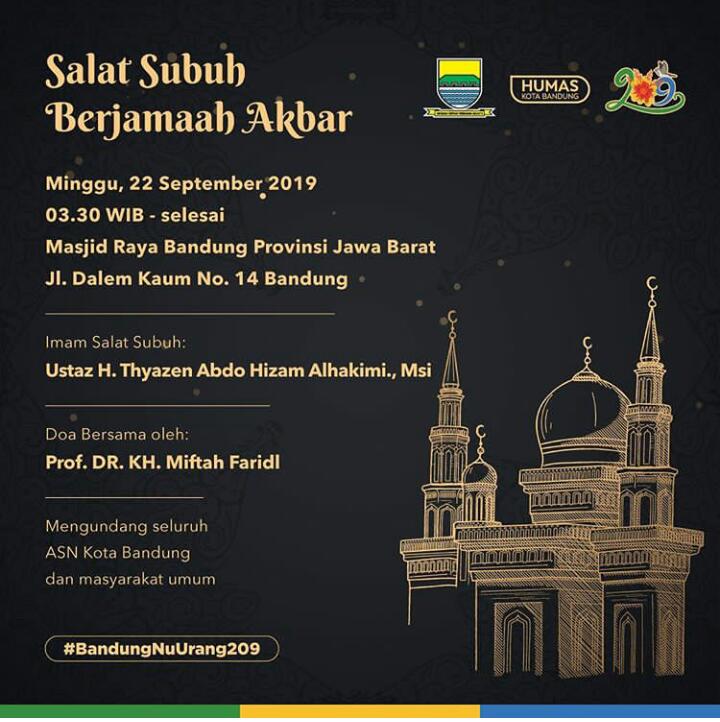 Ikhtiar dan doa adalah kombinasi sempurna untuk suatu kesuksesan yang dibalut keberkahan. 

Diantos Enjing Wargi bandung tabuh 03.30 WIB di Mesjid Raya Bandung

info lengkap @HumasBdg 

#bandungnuurang209 #subuhakbar #mangoded #walikotabandung