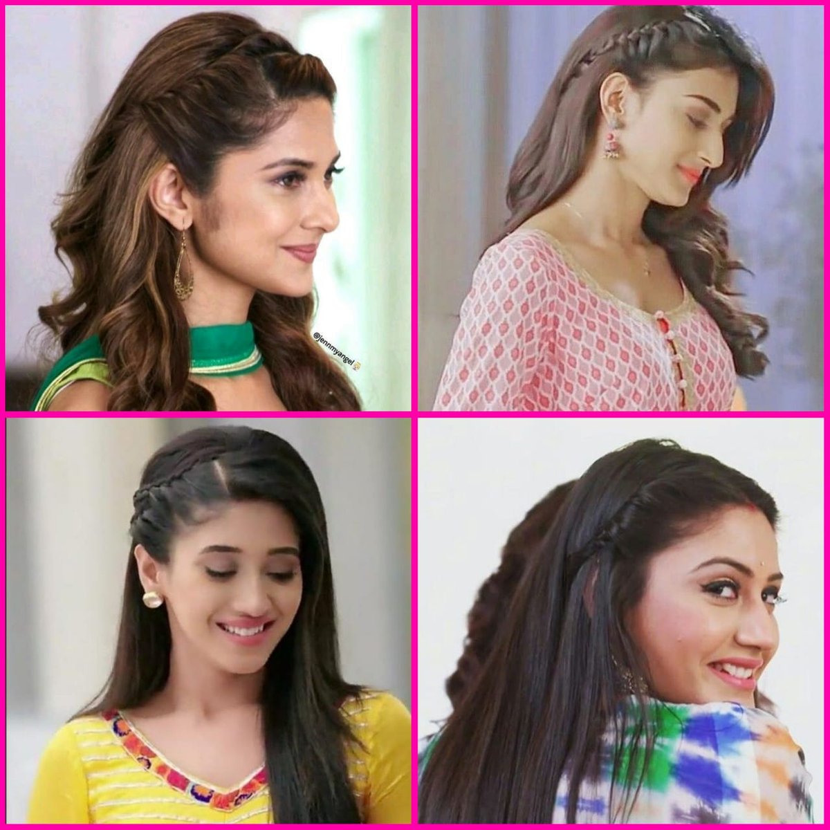 Tellychakkarcom on Twitter Pick your favourite actress with one sided  braid 1 Jennifer Winget 2 Erica Fernandes 3 Shivangi joshi 4 Surbhi  Chandna    jenwinget IamEJF shivangijoshi10 SurbhiChandna actresses  hairstyle 