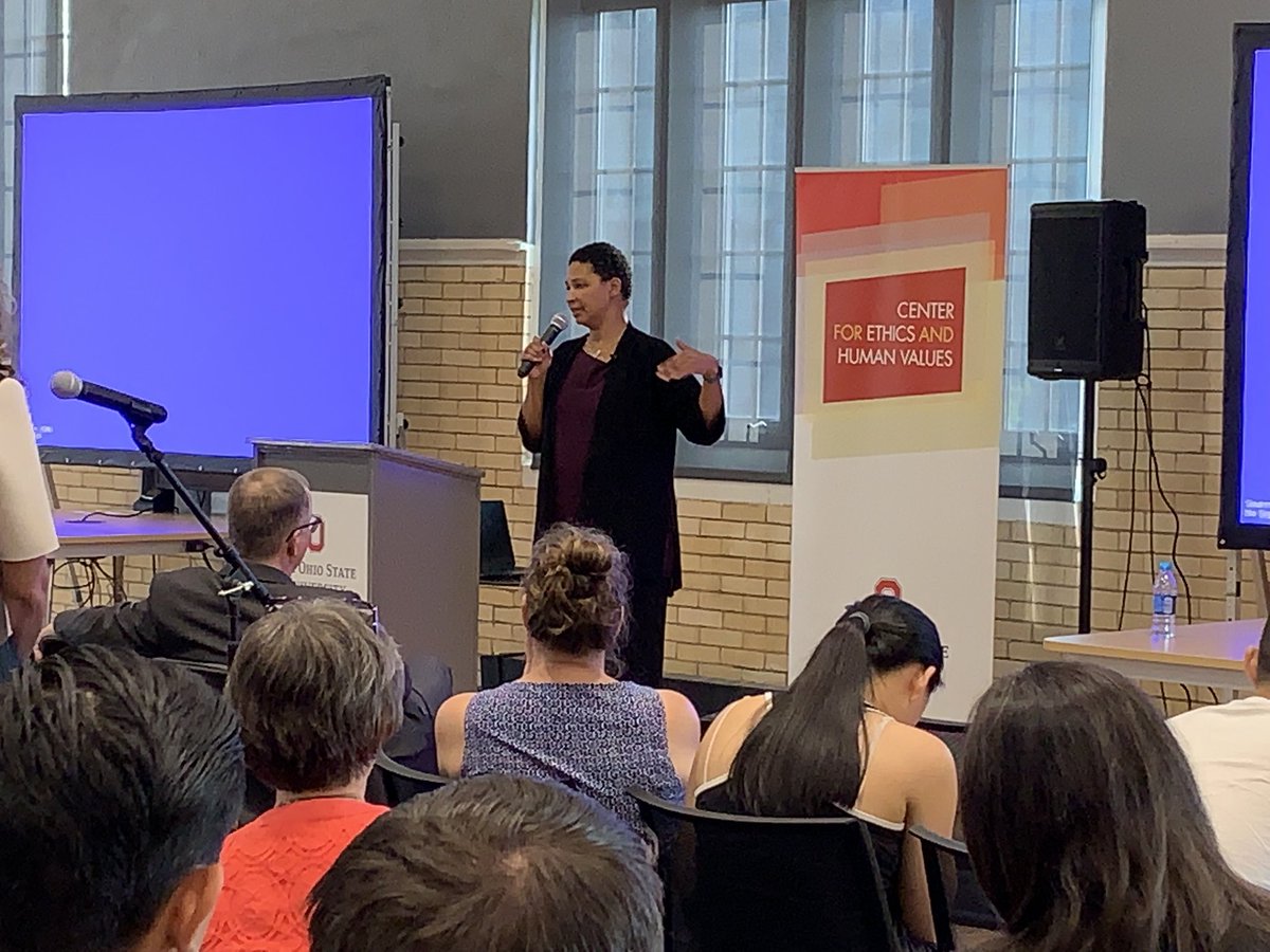 rittergaus's tweet photo. Great to hear ⁦@dsallentess⁩ talk about “The Meaning of America” - Thx to the #CEHV for bringing her ⁦@ASCatOSU⁩. #GoBucks https://t.co/hZhOtRwv7G