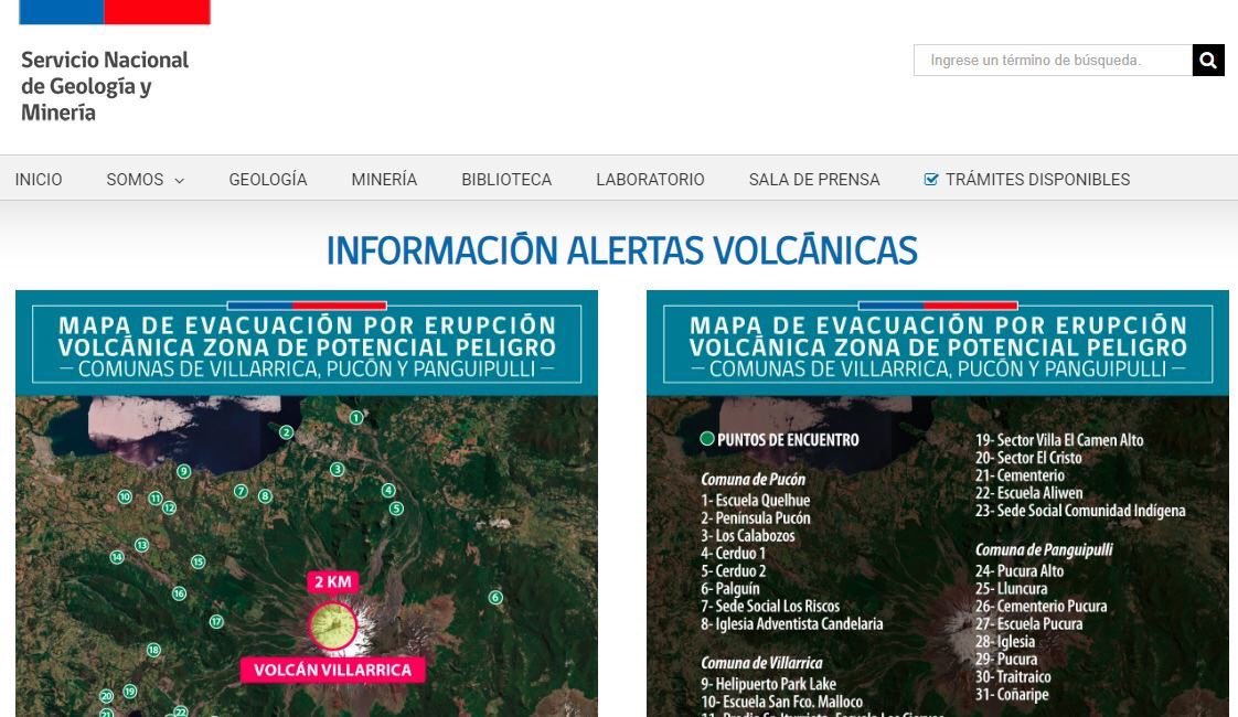 sernageomincl's tweet photo. INFORMACIÓN EN LÍNEA!! Ingresa a https://t.co/y9EQNv0qFK y podrás ver directamente los mapas de evacuación donde se muestran puntos de encuentro ante posible erupciones en volcanes #Villarrica y #NevadosdeChillan y también afiche de alertas técnicas volcánicas. @onemichile https://t.co/KZxx5rGl5K