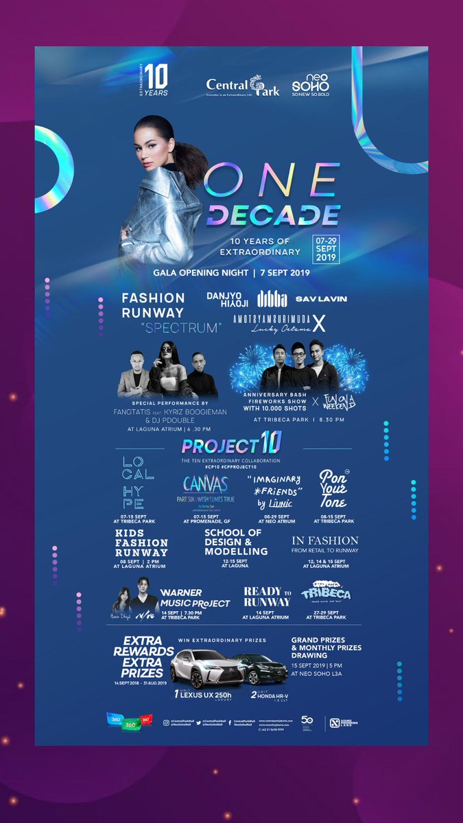 vradiofm's tweet photo. CENTRAL PARK &amp; NEO SOHO MALL PROUDLY PRESENT
“ONE DECADE” 

Let’s Celebrate the 10 Years of Extraordinary !
For More Info:
Follow @CentralParkMall @neosohomall
Or Call 021 5698 9999
#CPOneDecade #CP10 #CPProject10 #CPanniversary #mallevents https://t.co/a5R3op45vX