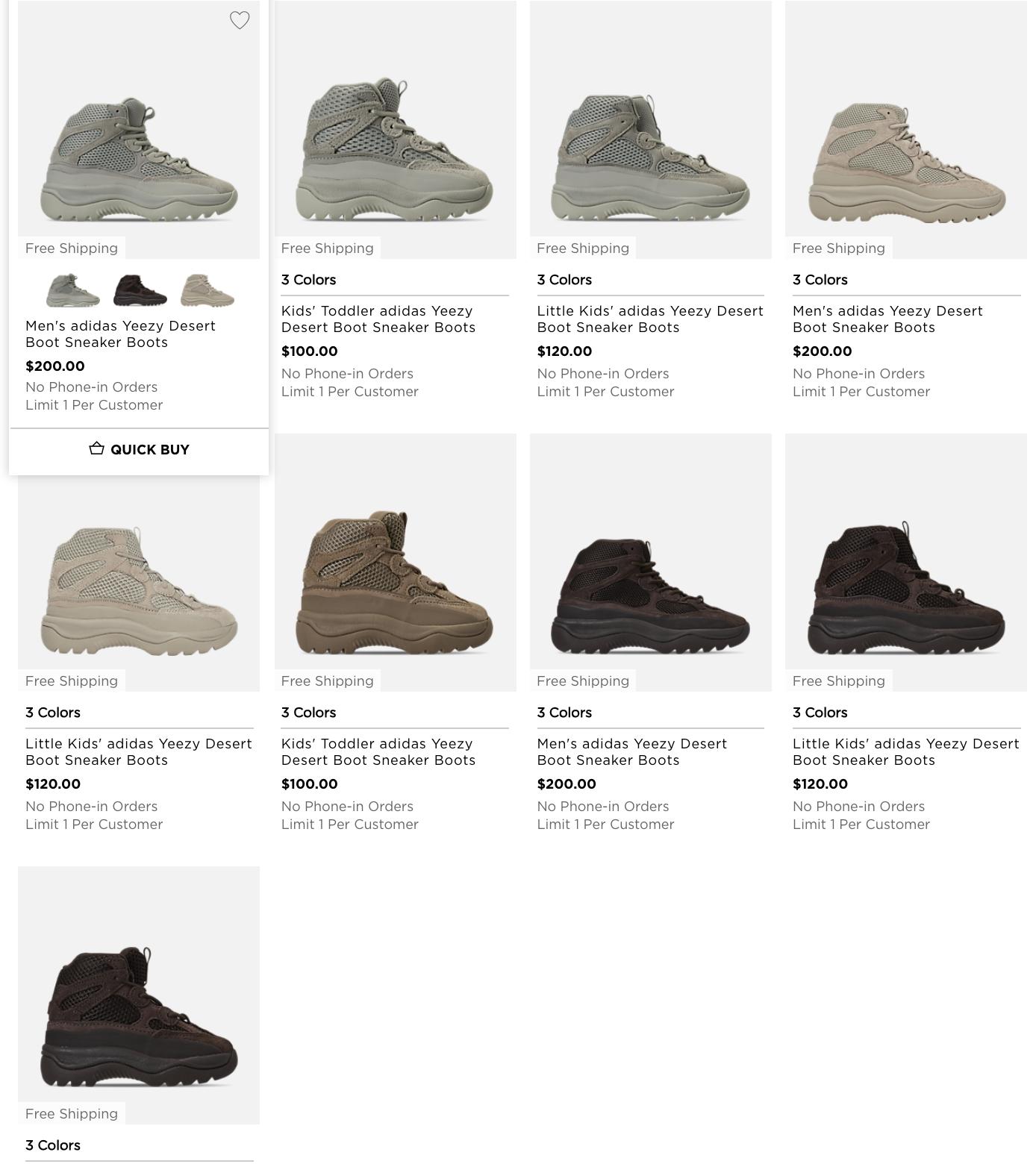 Yeezy desert hotsell boot colorways