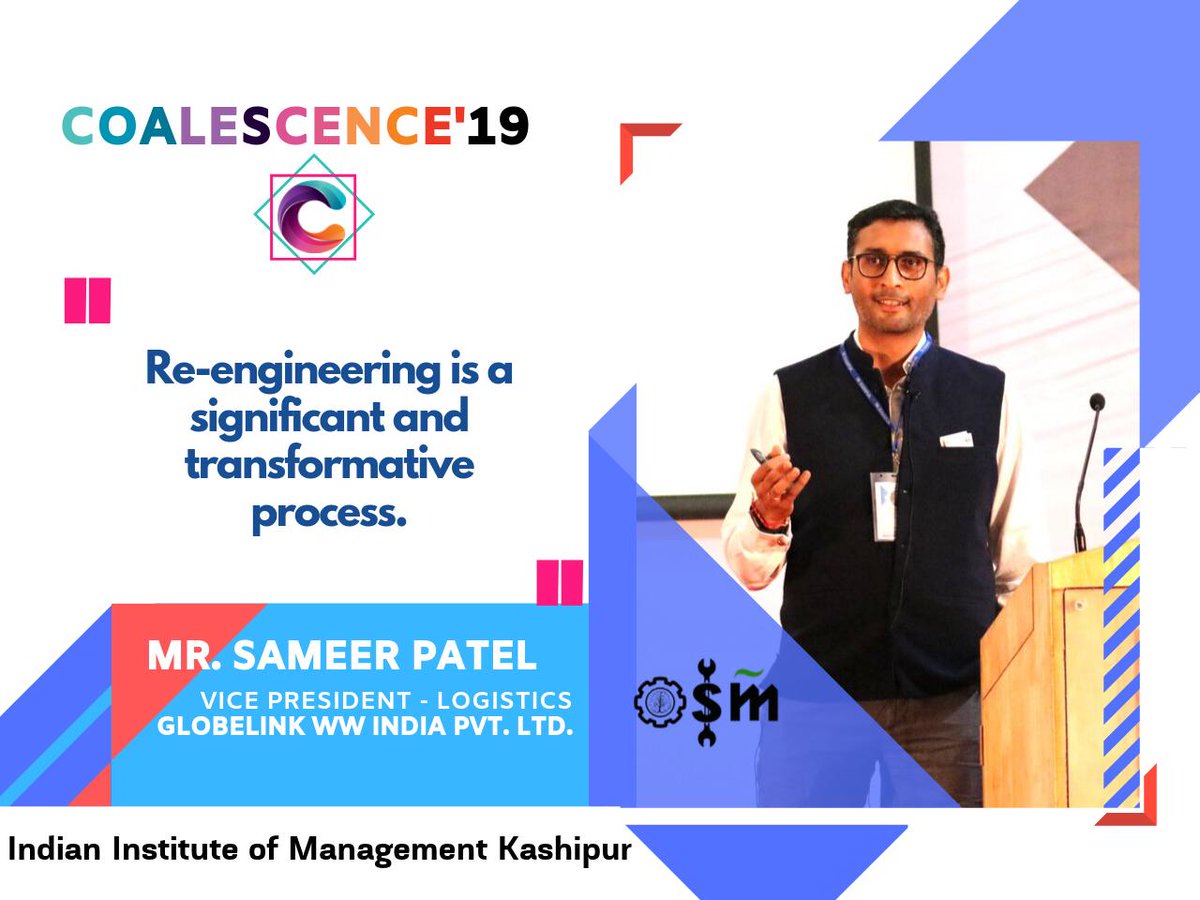 IIMKsp's tweet photo. Indian Institute of Management Kashipur is delighted to welcome Mr. Sameer Patel, Vice President- Logistics, Globelink WW India Pvt. Ltd. as a keynote speaker for Coalescence 2019
#Coalescence2019 #OperationsSummit #IIMKashipur #IIMInTheNorth #IIMKsp https://t.co/yynPaWkwTi