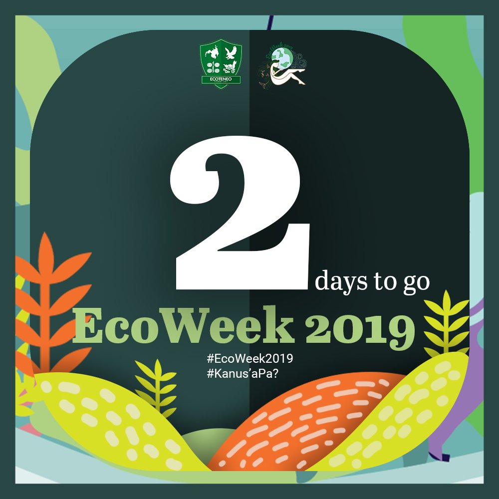 EcoteneoSAMAHAN's tweet photo. Kanus'a pa? is a Bisaya term for "Kailan pa?" or in English "When will it be?"
Kanus'a pa? In 2 days, EcoWeek 2019 will commence and will open our eyes to the reality of the environment! 🌍
Check the primer here https://t.co/r5NJhy2ma4
#EcoWeek2019🌿
#SayNowToClimateAction⛅ https://t.co/F3TtHBAL5W