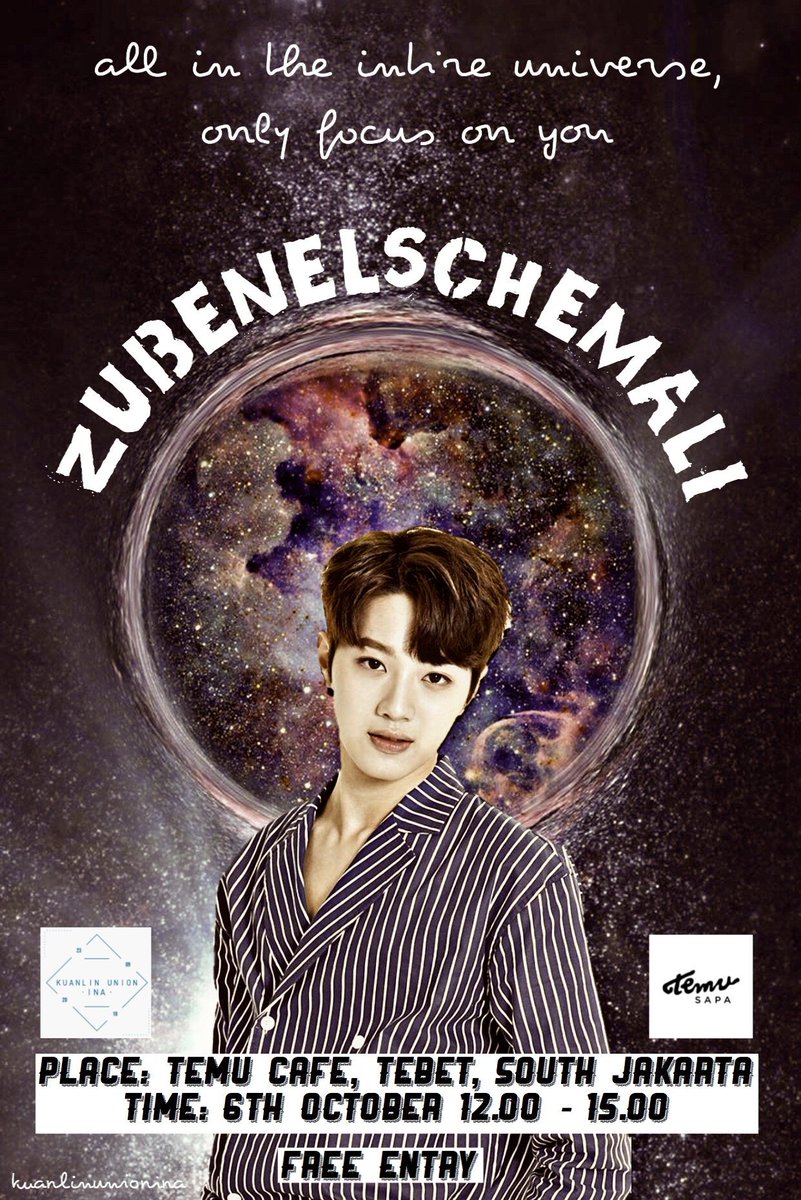 KuanlinUnionINA's tweet photo. ╭┈┈┈┈┈┈┈┈┈┈𑁍ࠬ┈┈┈╮
    ZUBENELSCHEMALI  
╰┈┈𑁍ࠬ┈┈┈┈┈┈┈┈┈┈┈╯

Kuanlin Cupsleeve Event, Mini Exhibition &amp; Nobar in Jakarta

Save the date:
📅 Sun, 6 Oktober 2019
🕐 12PM - 15PM
🏠 Temu Kopi, Tebet (Samping Stasiun Tebet)

✨ FREE ENTRY ✨

#Kuanlin https://t.co/mEoOSB7A3I