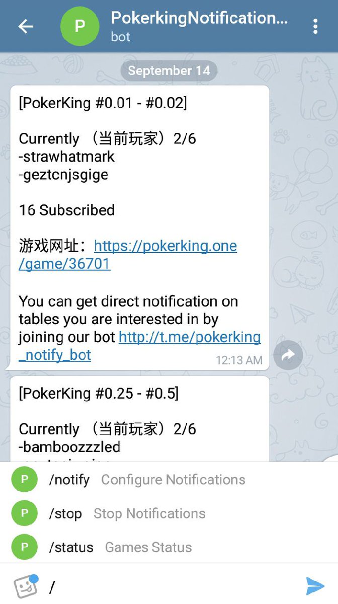 💥New Update: Pokerking Alert Bot 💥

t.me/pokerking_noti…

This is pokerking #telgram  #bot link.

#Register to get real time #notifications when a game is started on your favorite #cryptocurrency  #poker table.

Get Notifications directly without accessing the platform