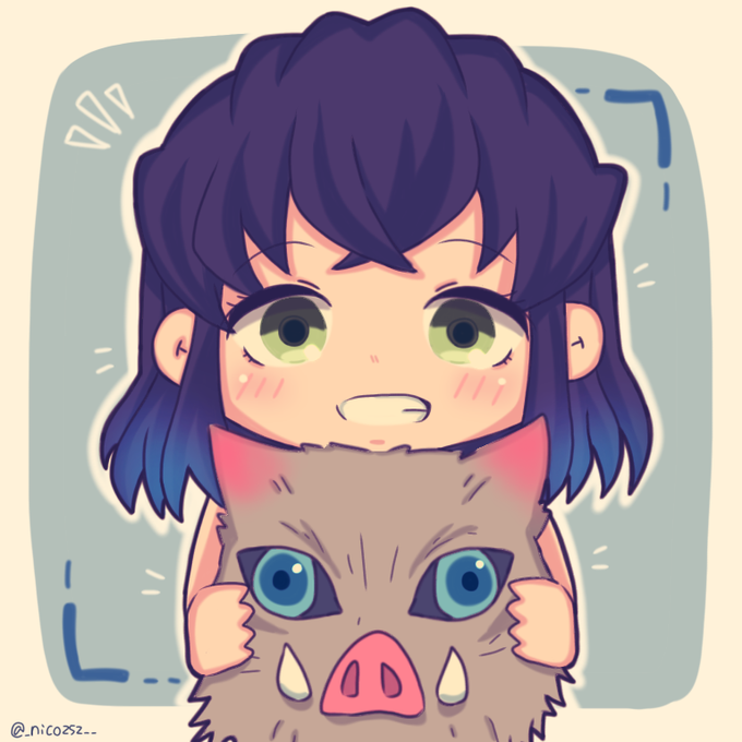 あまつか.りず。さんがTwitterに投稿した嘴平伊之助(鬼滅の刃)のイラスト。