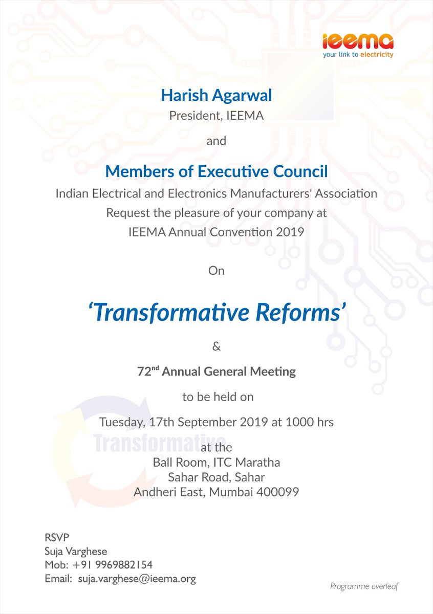 supremeco's tweet photo. 72nd Annual General Meeting of IEEMA https://t.co/PjtcAyELg1