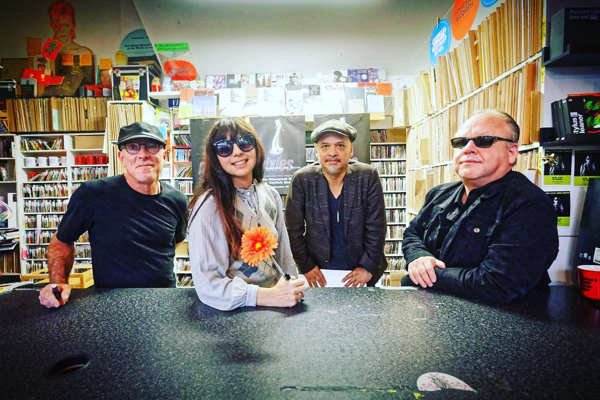 athenapics's tweet photo. It's not often you get to photograph a band you grew up with. Pixies at Spillers Records in Cardiff, Wales, UK. #pixies @spillersrecords #beneaththeeyrie #recordlaunch #record #store #band https://t.co/KDMXQkjQa4
