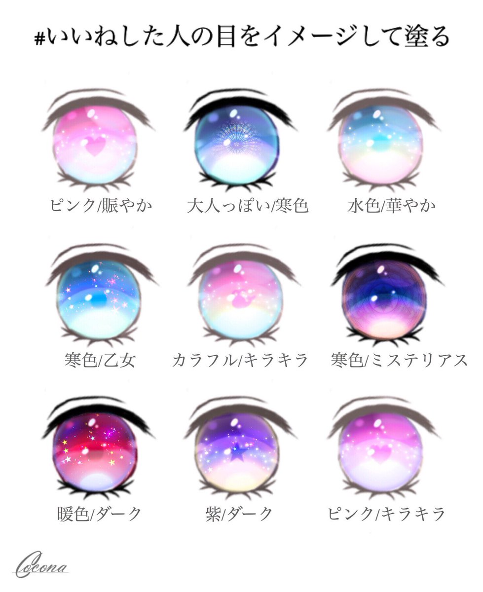 いいねした人の目をイメージして塗る