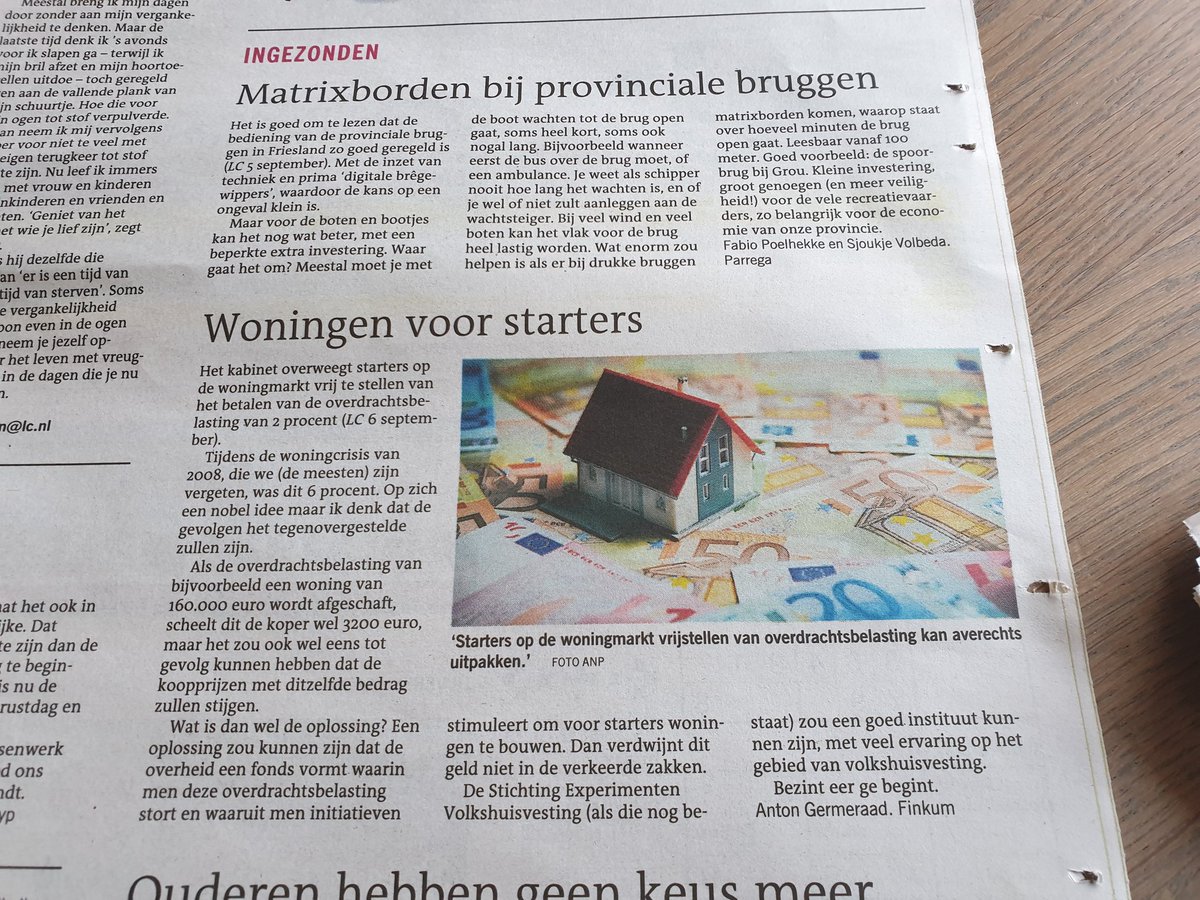 Al het artikel gelezen van onze makelaar Anton Germeraad over woningen voor starters en de overdrachtsbelasting? Wij zijn van mening dat de starter op de woningmarkt op dit moment weinig kans maakt om een geschikte #woning 🏠te #kopen. De starter is de motor voor de woningmarkt!
