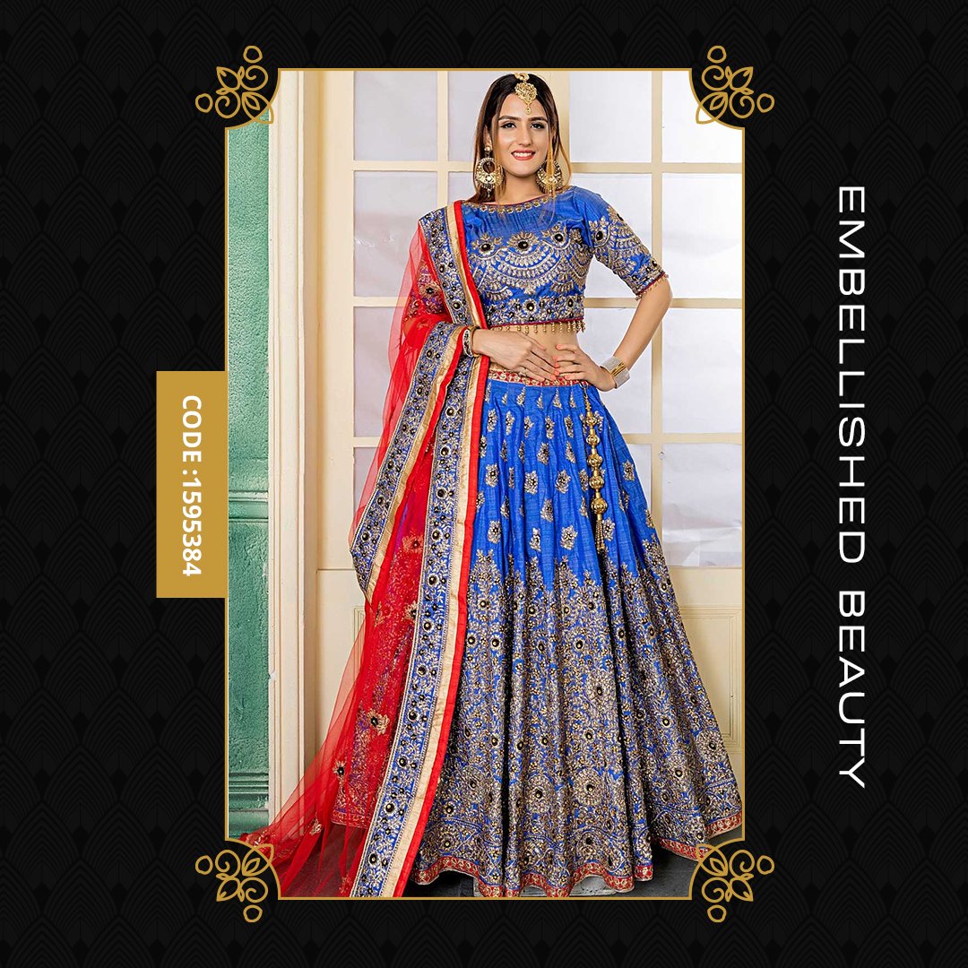 Indian Wedding Saree On Twitter Dazzling Blue Silk Lehenga