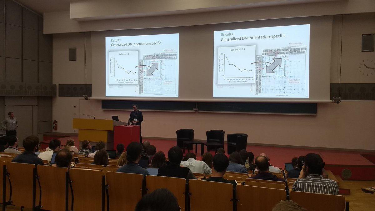 My @bethgelab colleague @MaxGuenthner talking about modelling V1 with divisive normalization at #ccn19