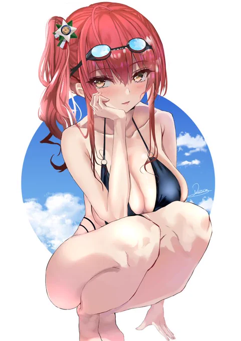 水着ザラ描きました
#アズールレーン 