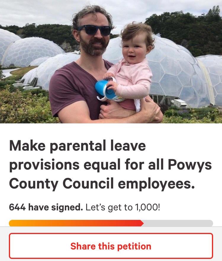 Can you help us to make parental leave provisions EQUAL FOR ALL employees at Powys County Council - please share and sign our petition here chng.it/swpf7mwY #EqualityForAll #SharedParentalLeave <a href="/UKChange/">Change.org UK</a>