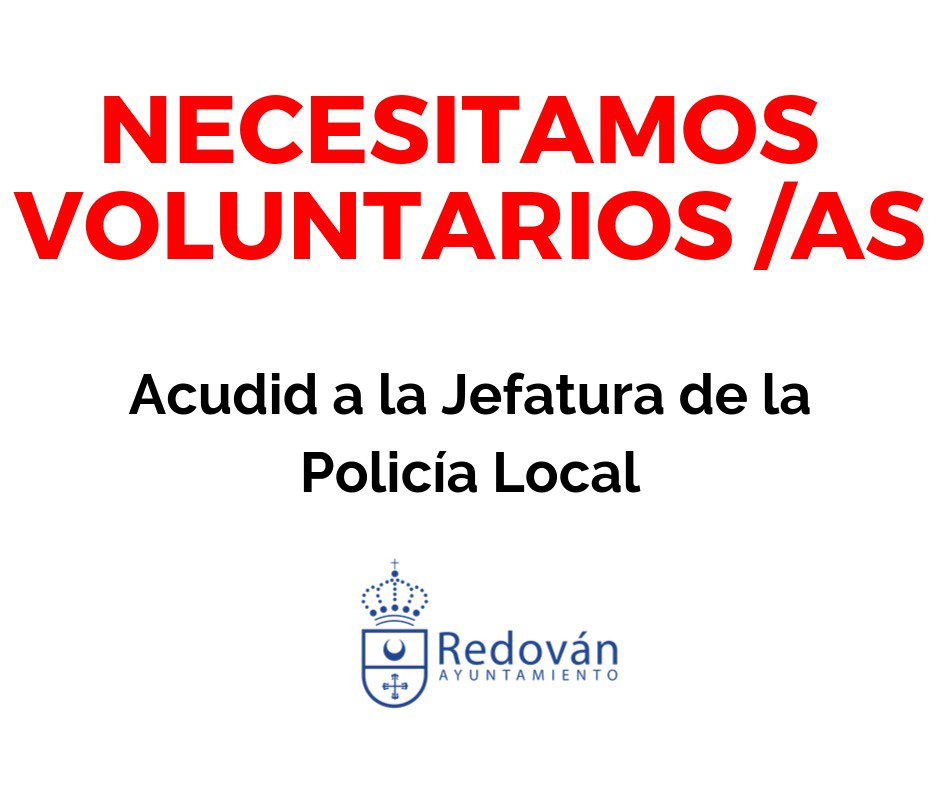 aytoredovan's tweet image. ⚠️ SE NECESITAN VOLUNTARIOS/AS ⚠️

Las personas interesadas en ayudar, pueden dirigirse a la Jefatura de la Policía Local de #Redován donde se asignarán las tareas a realizar.

Hace falta gente para diversas labores de limpieza, atención a personas, ayuda en el albergue, etc.