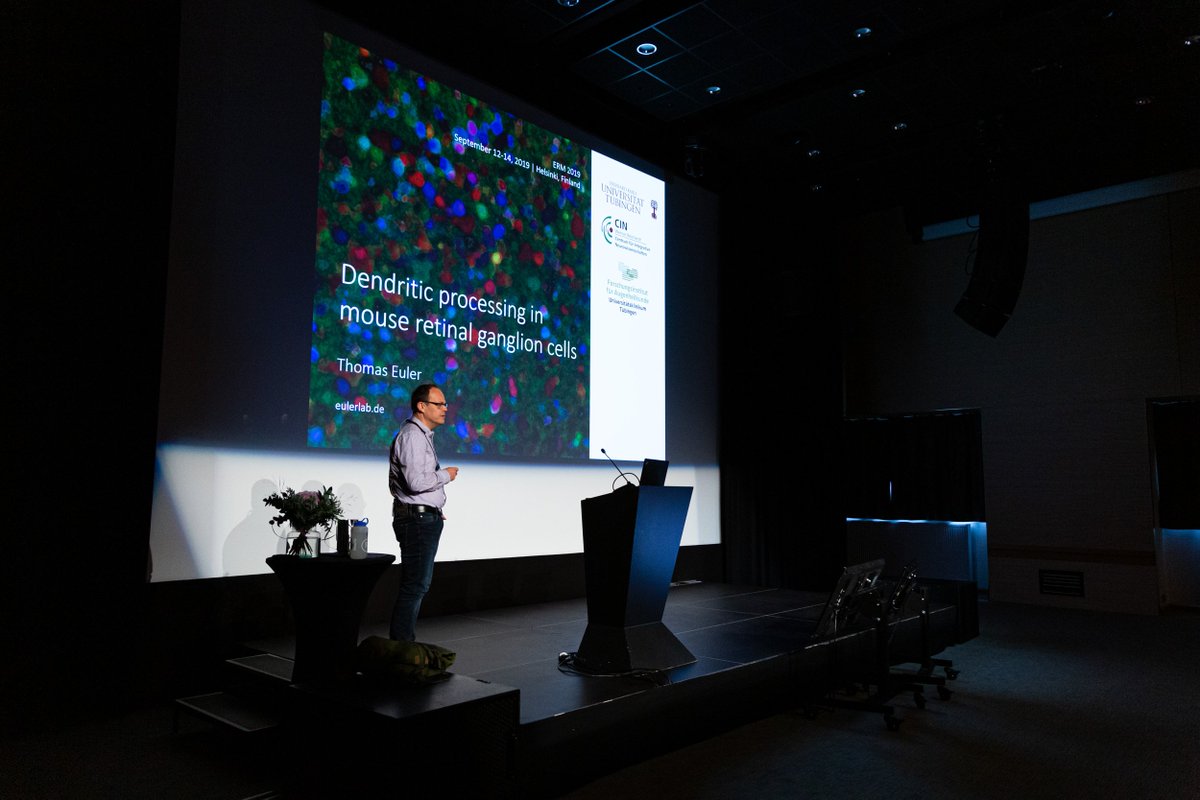 The last session of #ERM2019 starting off with the keynote talk by @teulerlab from <a href="/uni_tue/">Universität Tübingen</a>: “Dendritic processing in mouse retinal ganglion cells”