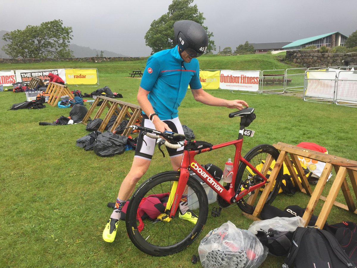 Mark Duggan is first back in to transition after the cycle stage! Now heading out on his run.
