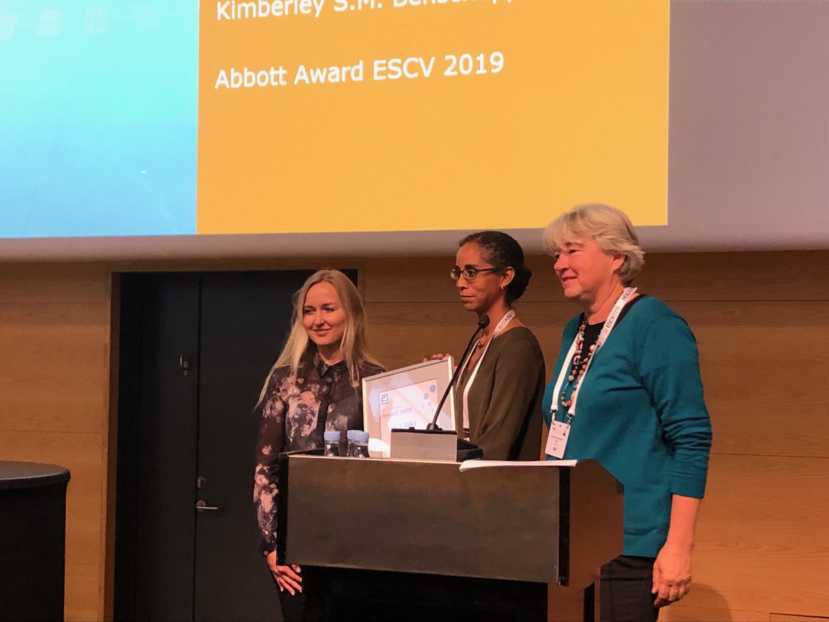 Kimberley Benschop receives the Abbott Award at #ESCV2019 #congrats #picornavirus #enterovirus #parechovirus #EVD68