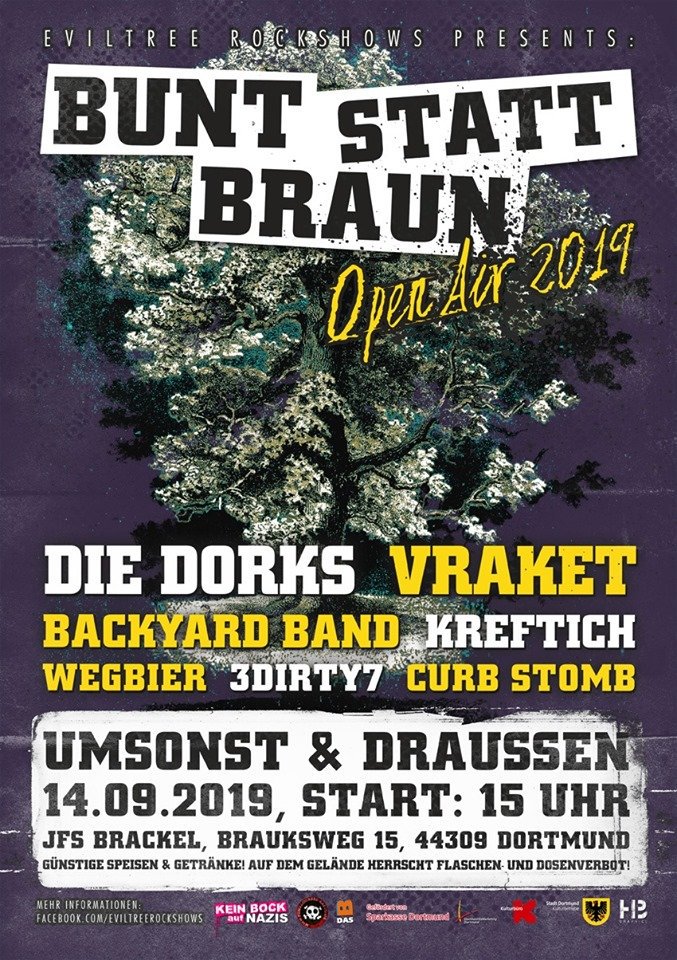 FlitzpiepenPogo's tweet photo. Wo geht's heute hin? Da geht's hin! #buntstattbraunopenair #dortmund #curbstomp #diedorks #kreftich #wegbier #operationpunkrock #fcknzs https://t.co/yuGWh3kVhr