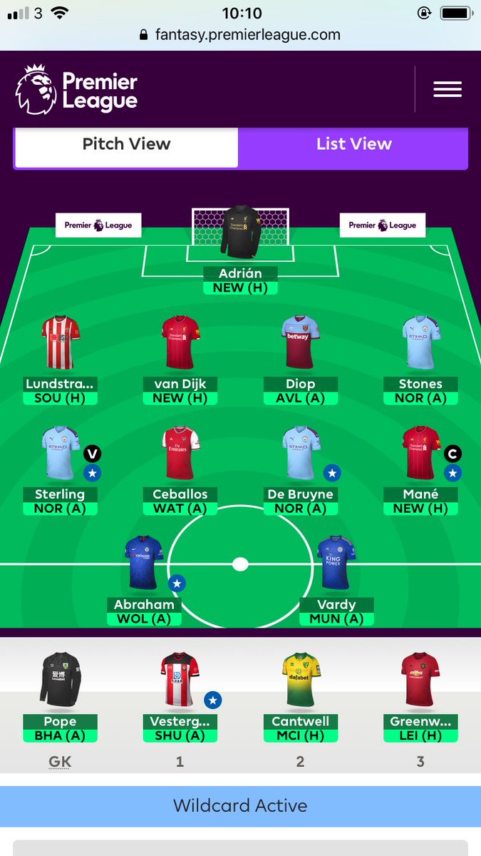 ronankeane1993's tweet photo. Wildcard activated ✅ #FantasyFootball https://t.co/Onrkxo4tFy