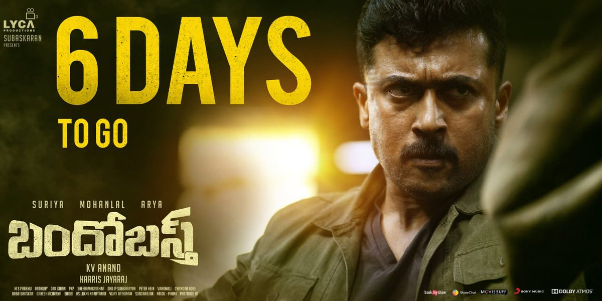 LMKMovieManiac's tweet photo. #Suriya's grand action thriller #BANDOBAST in just 6️⃣ days

#6DaysToGoForBandobast   #BandobastFromSep20 @beyondmediapres https://t.co/QdWqOWWcnD