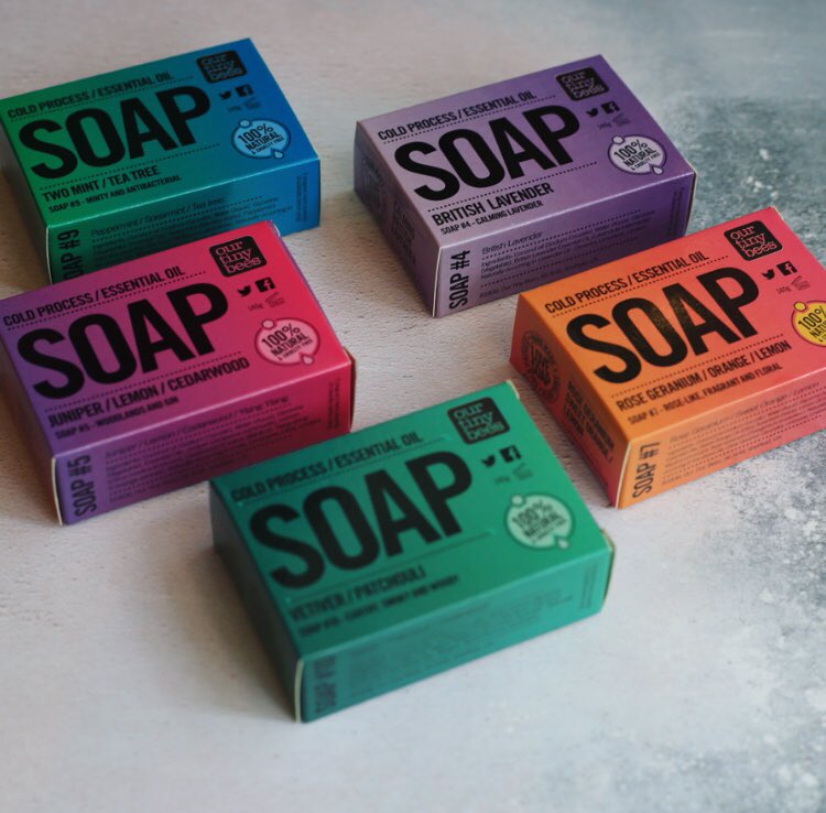Spirals_Shop's tweet photo. @ourtinybees really mean it when they say that they love bees and it shows in their 100% British honey and beeswax products! We have a gorgeous range of soaps, lip balms and skincare in stock - why not pop in and try one of our testers? https://t.co/o85sVGmN8M