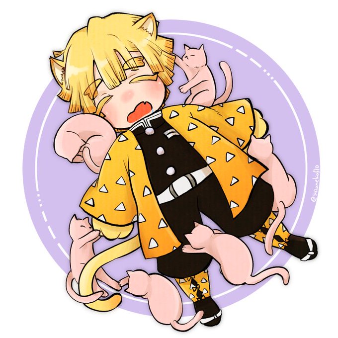 鈴谷さんがTwitterに投稿した我妻善逸(鬼滅の刃)のイラスト。