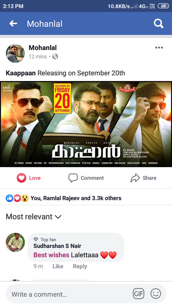 Arunpb14's tweet photo. @Suriya_offl ‘s #Kaappaan is all set for a smooth release in Kerala 👍
#Mulakupadam films has bagged the entire Kerala rights of Kaappan. Expectations are very high for this film in Kerala.
Officially confirmed by @Mohanlal
🕺💃
#KaappaanFromSep20
#6DaysToGoForKaappaan https://t.co/bOYInlMUxG