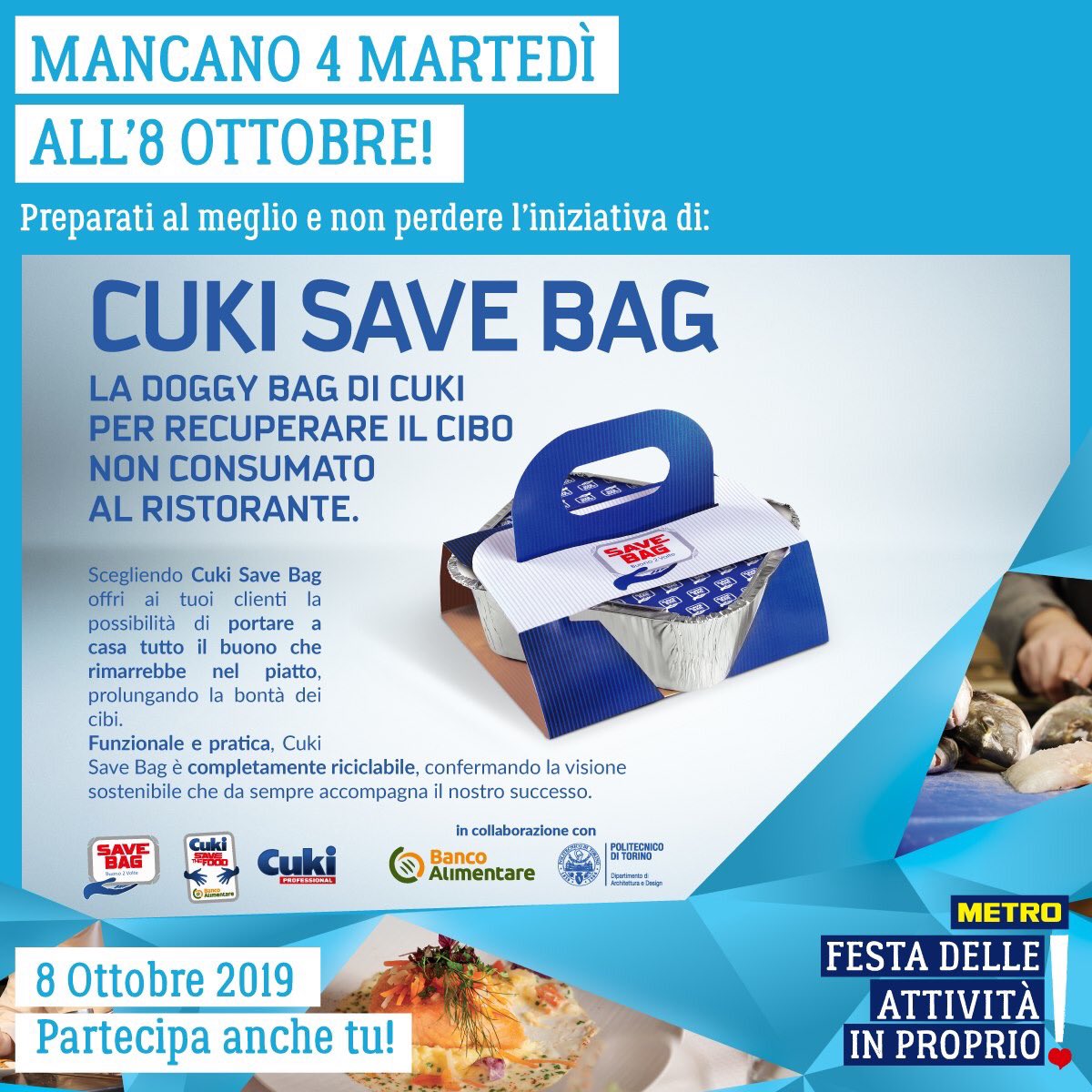 Anche CUKI sostiene la Festa delle Attività in Proprio! Con la Save Bag i tuoi clienti non dovranno limitarsi e potranno portare a casa tutto il buono della tua cucina! Scopri di più: bit.ly/Cuki_SaveBag
#loveownbusiness
#metroitaliacashandcarry #metrocashandcarry
