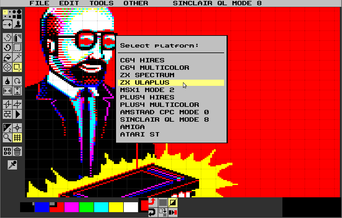 CommodoreSpain's tweet photo. Disponible la nueva versión del Multipaint desarrollada por Dr. TerrorZ (Autor del #Digiloi). Una herramienta capaz de pixelar para formatos de #Commodore64 #CommodorePlus #ZxSpectrum, #Msx1, #Amstrad  #Amiga #Atari #SinclairQL ¡Os va a gustar! 😉https://t.co/diOe69sHMv https://t.co/J4PKd4PCMG