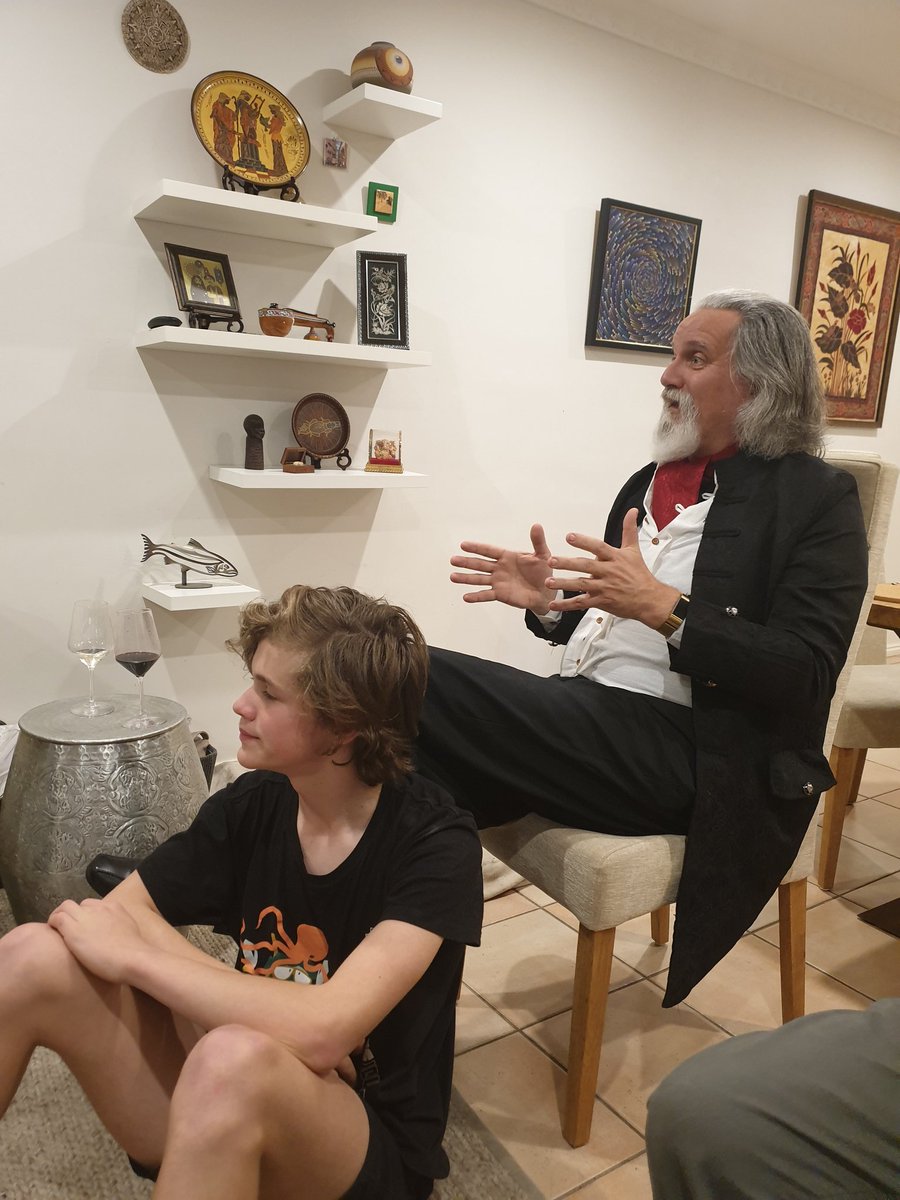 drspacejunk's tweet photo. Father and son at #scicomm #dinner @Fossilcrox #sciencedinner https://t.co/3HLr83LBXl
