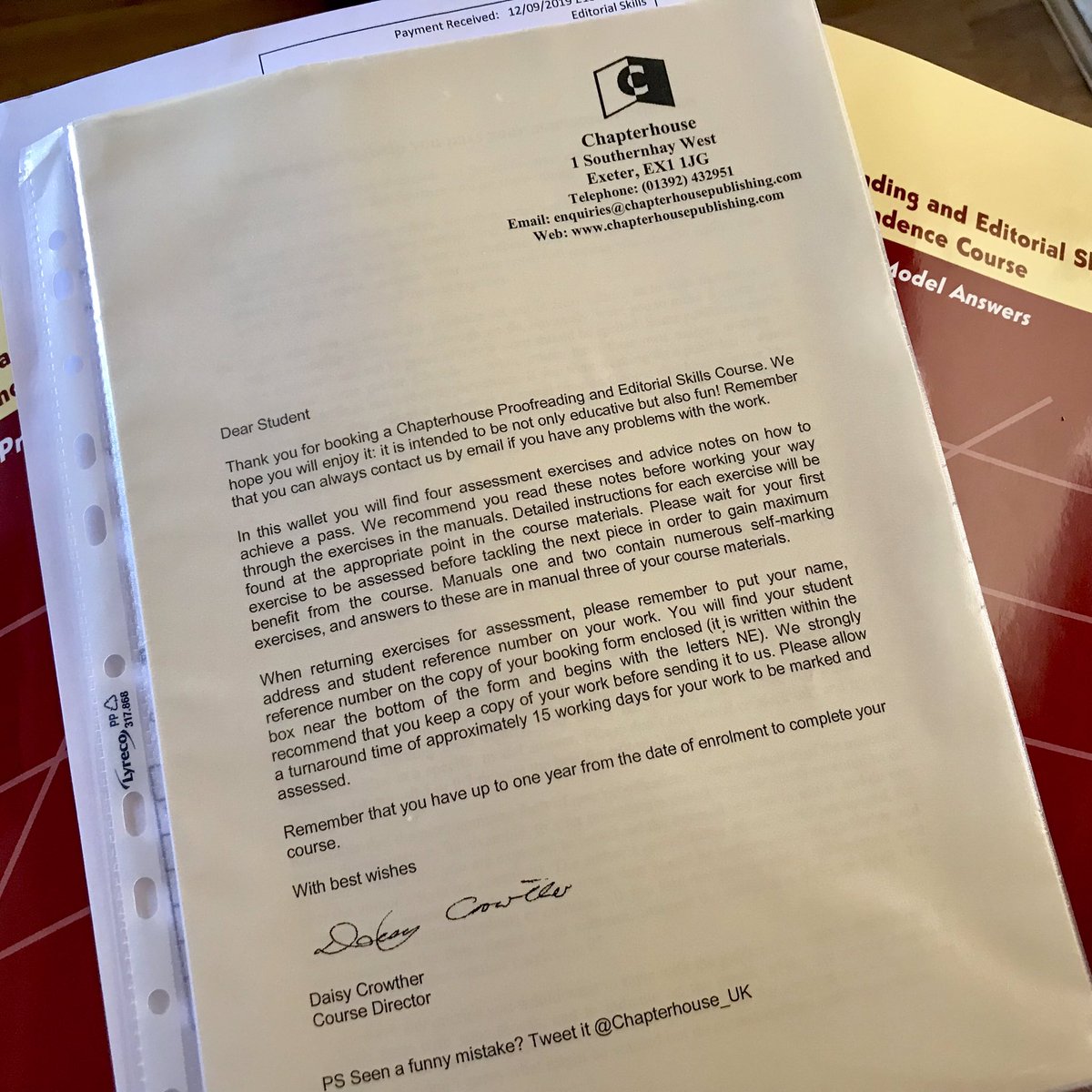 LucyOnionsAuth's tweet photo. I’m so, so ready for the next chapter! (Buddum-tish). In around 10-20 weeks, I’ll (hopefully) be a qualified #proofreader and #copyeditor! I’m officially a #student again! Let’s do this! 

#chapterhouse #correspondencecourse https://t.co/C3YhXJm99y