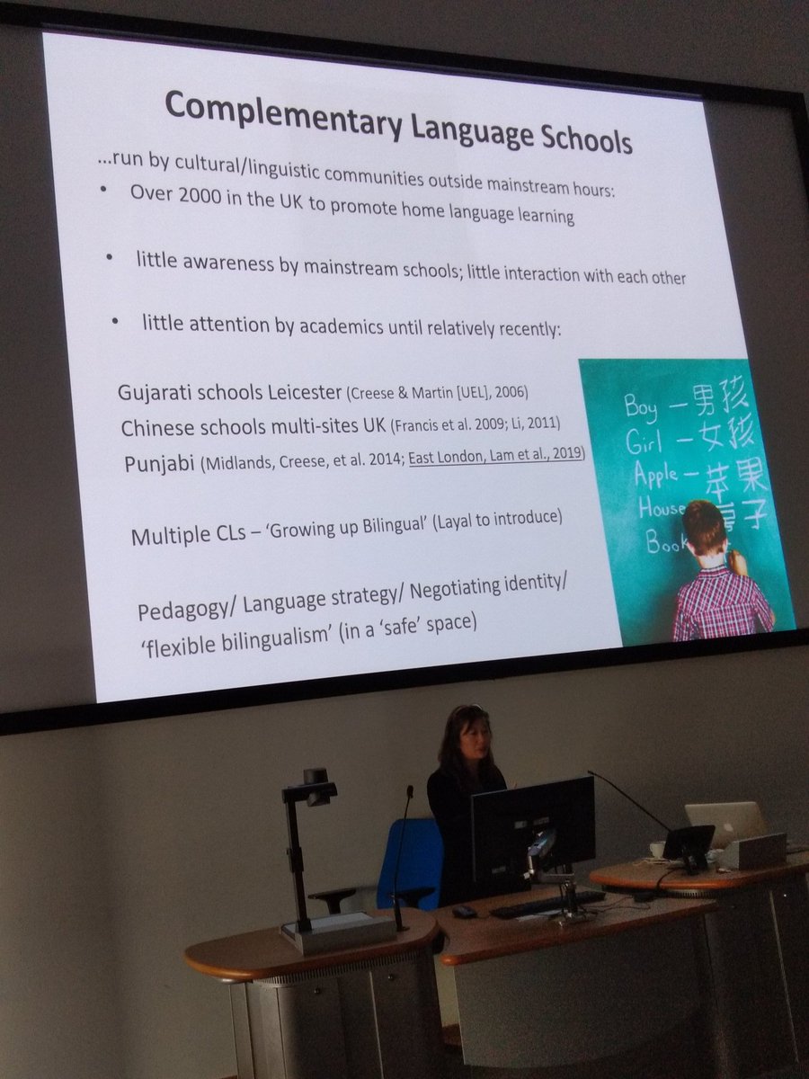 SupplementaryEd's tweet photo. Importance of #complementary languague schools - 'flexible bilingualism' in a safe space - now being led by 2nd/3rd Gen #bicultural understand need for safe space to be immersed AND experiment. #codeswitching OK @DrTerryLamb @pkaratsareas @UEL_News @professorliwei1 @layalhusain https://t.co/TPSF1IvcgK